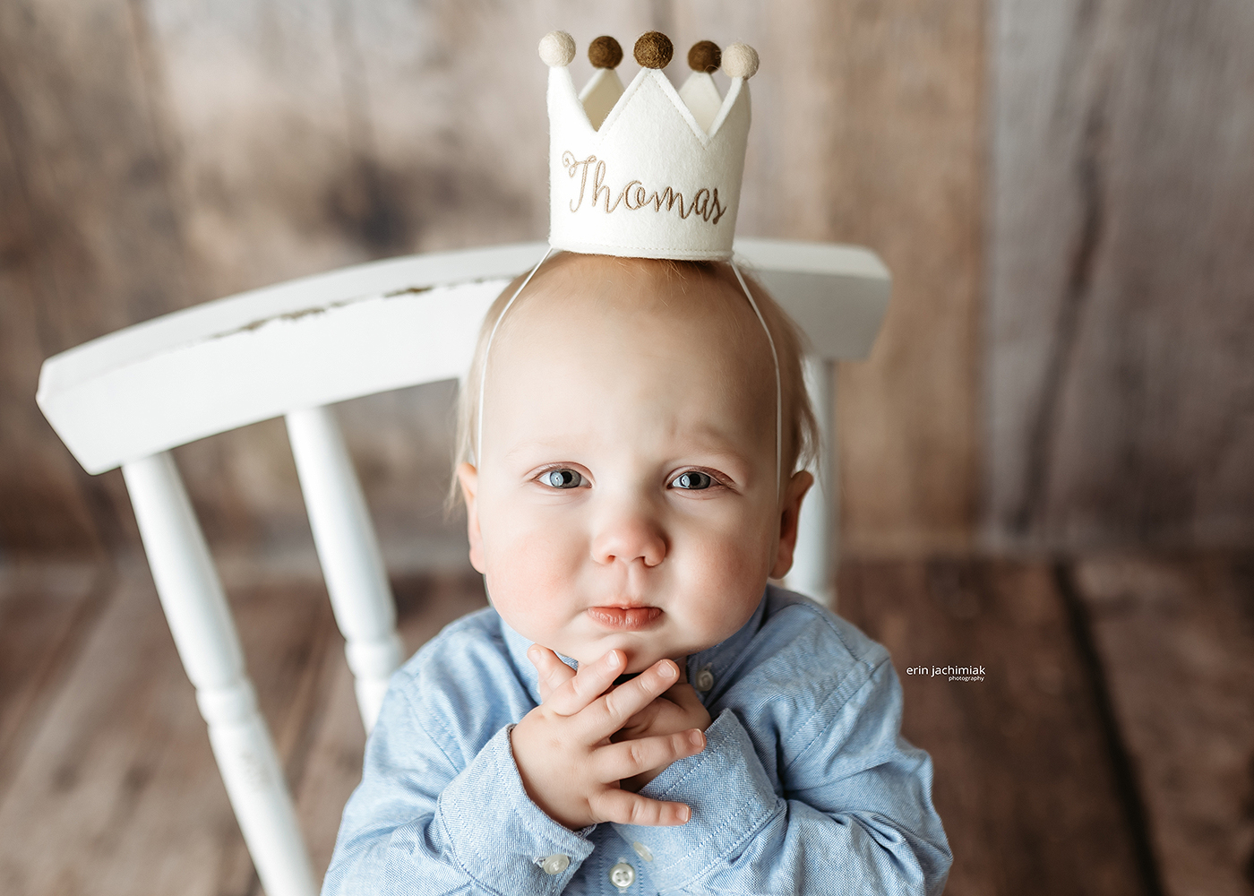 BAby celebrates first birthday in Denver photography studio during milestone photography session